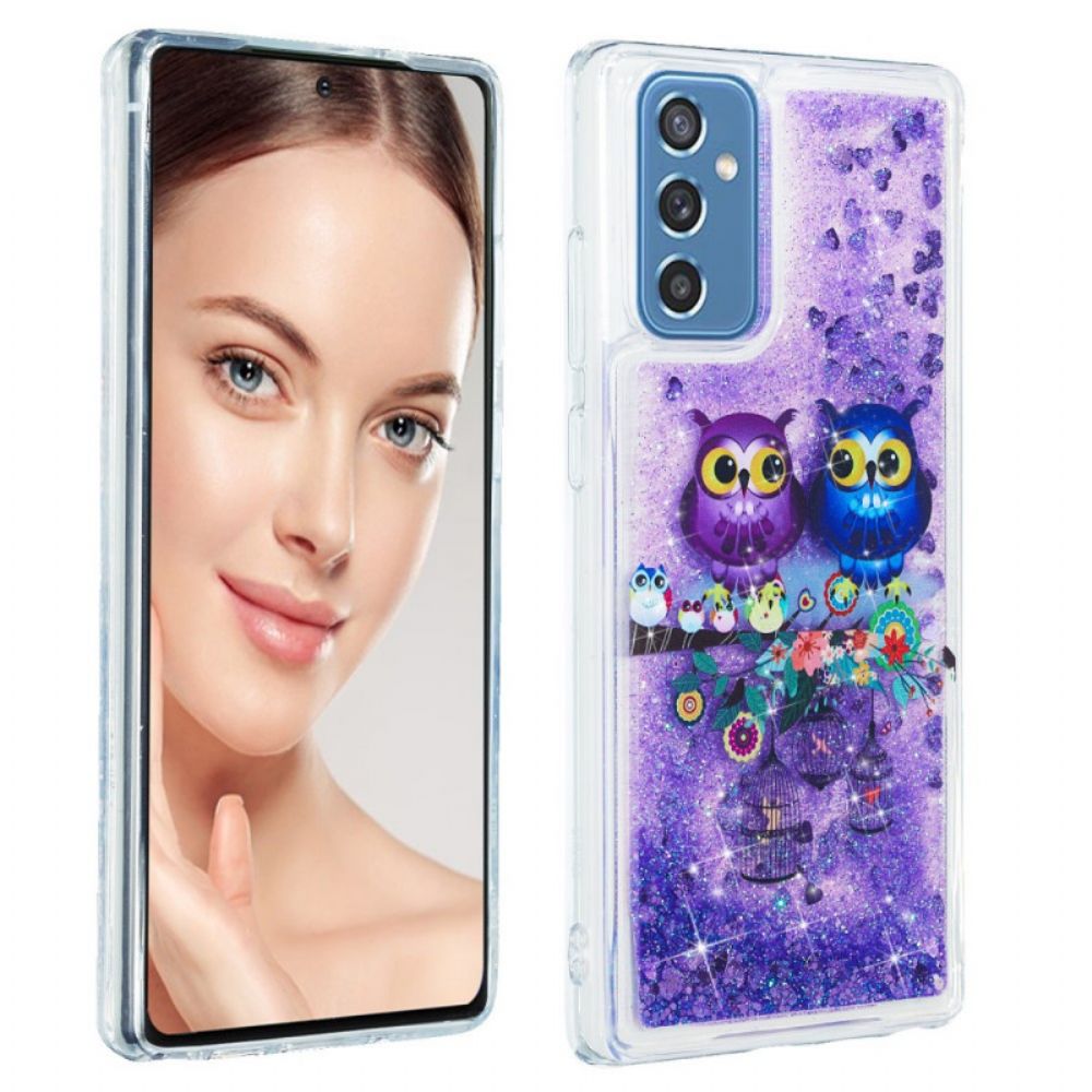 Hülle Für Samsung Galaxy M52 5G Paar Lila Eulen