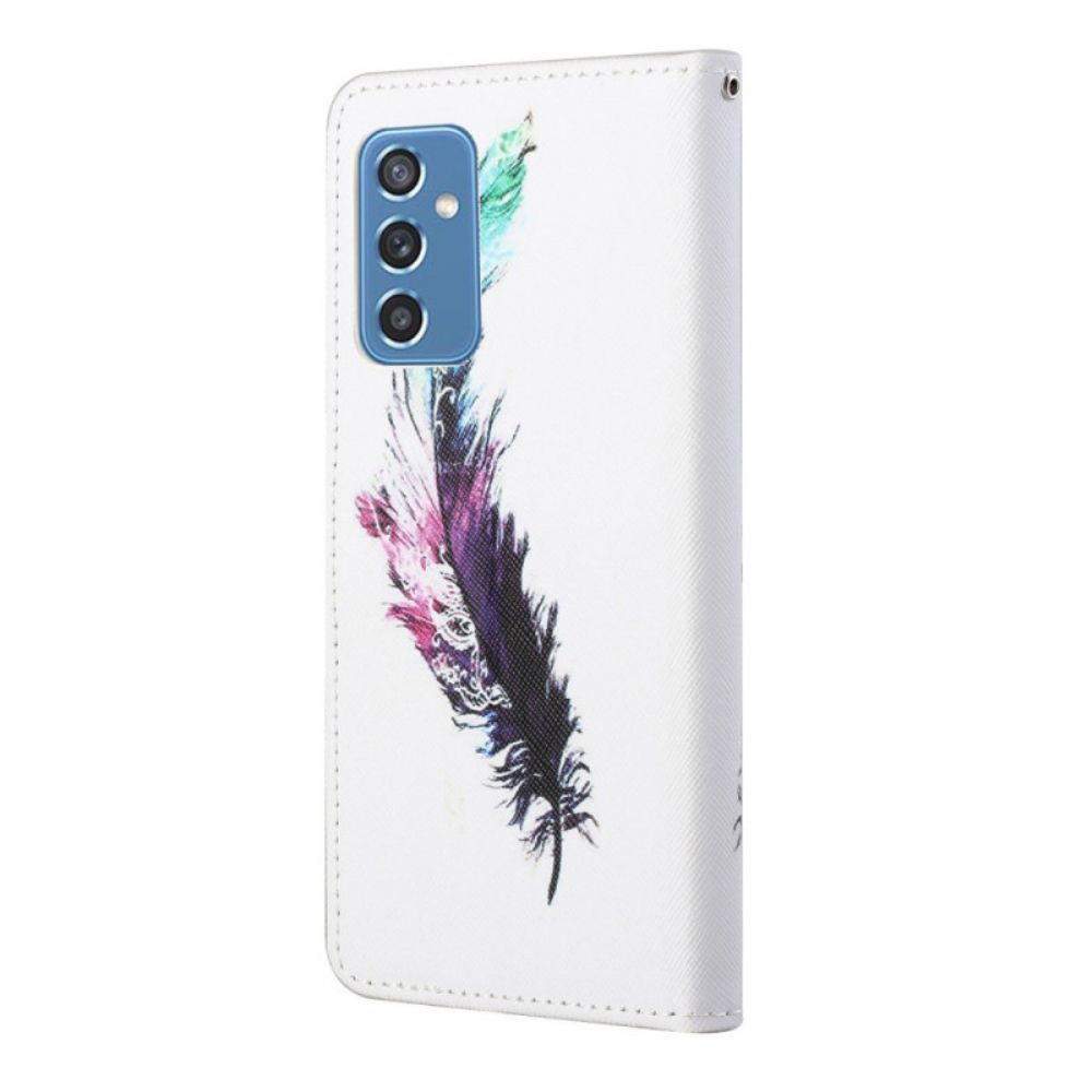 Lederhüllen Für Samsung Galaxy M52 5G Mit Kordel Tangafeder
