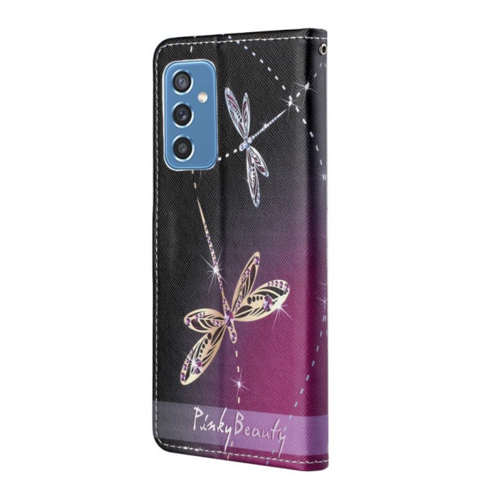 Lederhüllen Für Samsung Galaxy M52 5G Mit Kordel Zapfenlibellen