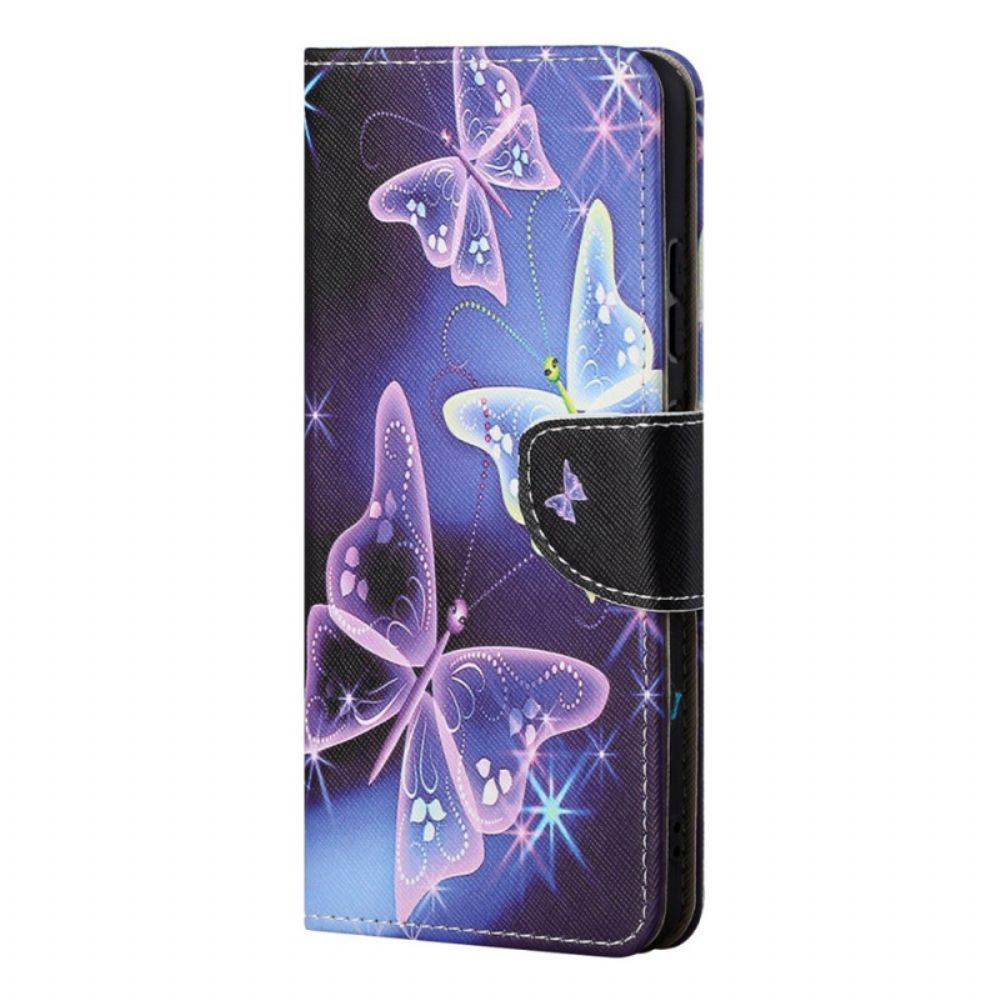 Lederhüllen Für Samsung Galaxy M52 5G Moderner Schmetterling