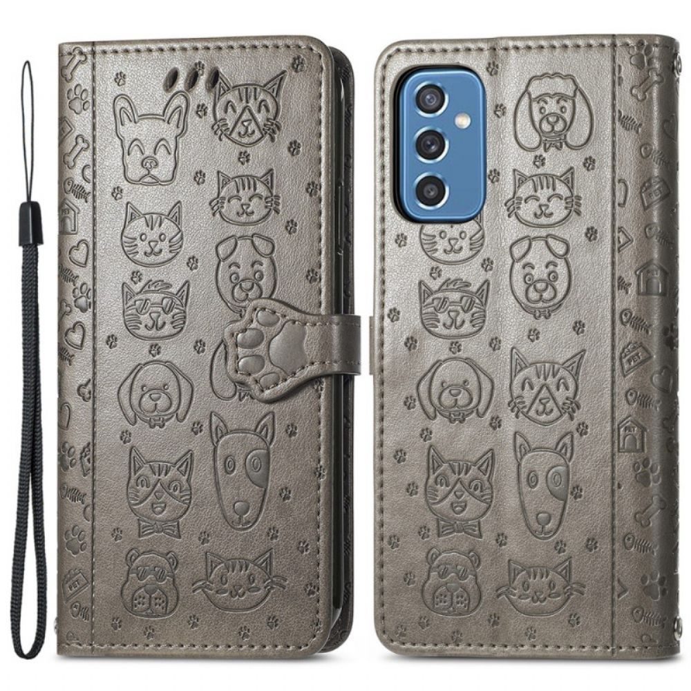 Lederhüllen Für Samsung Galaxy M52 5G Strukturierte Tiere