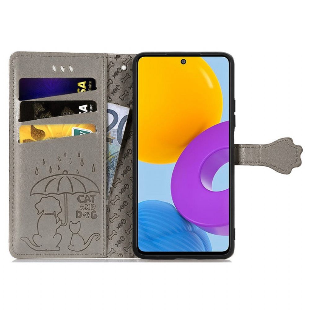 Lederhüllen Für Samsung Galaxy M52 5G Strukturierte Tiere