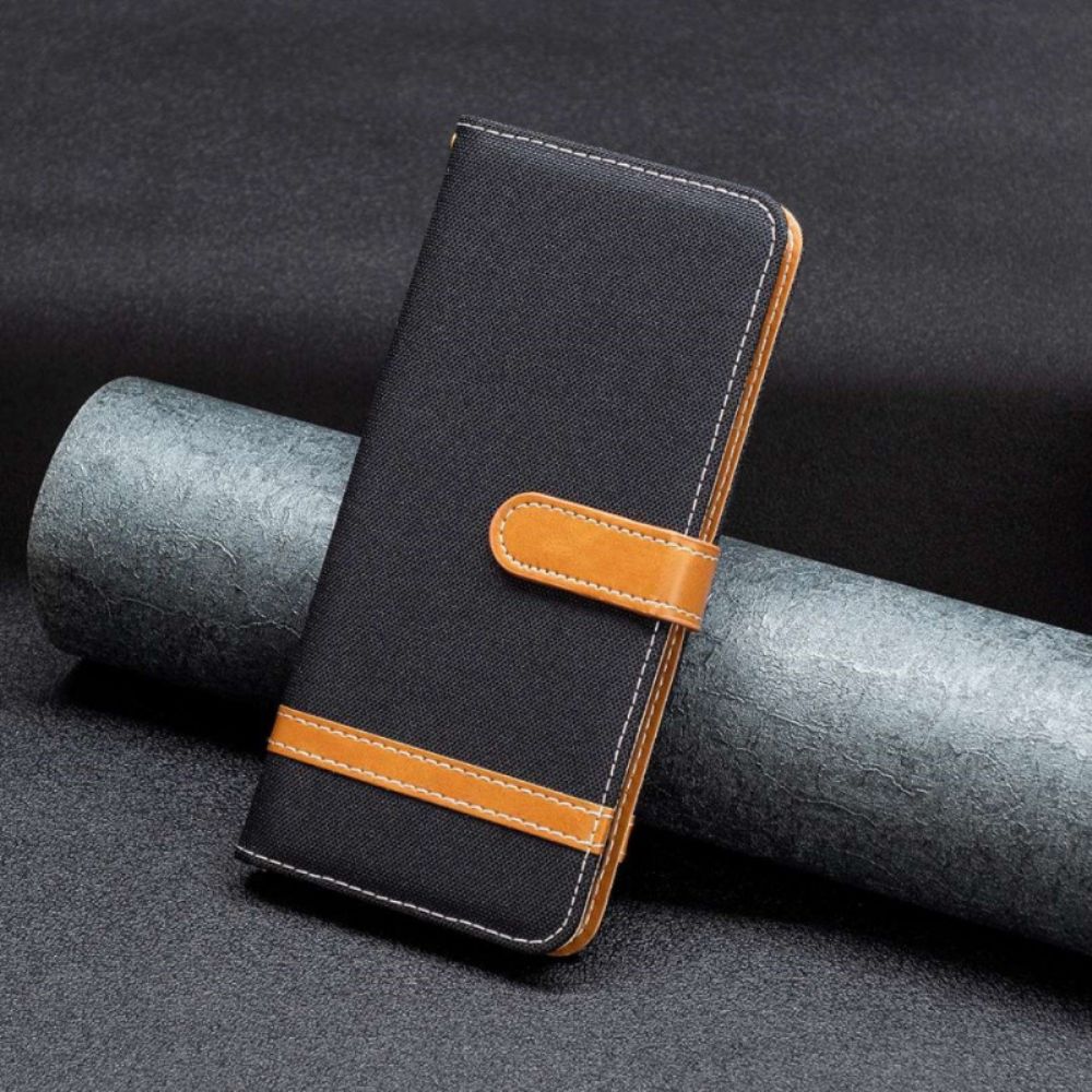 Flip Case Für iPhone 14 Mit Kordel Armband In Stoff- Und Lederoptik