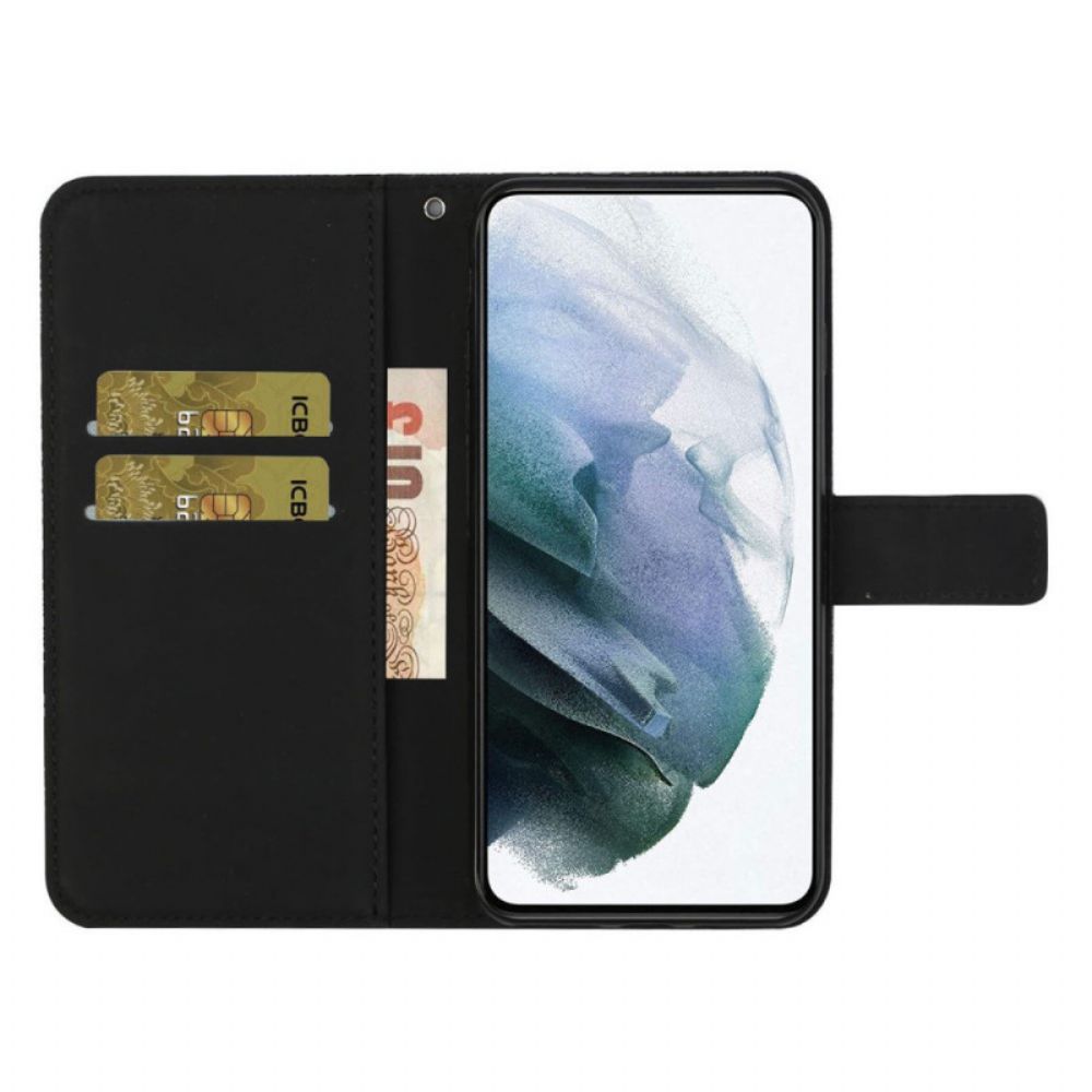Flip Case Für iPhone 14 Mit Kordel Trap-tapisserie-muster