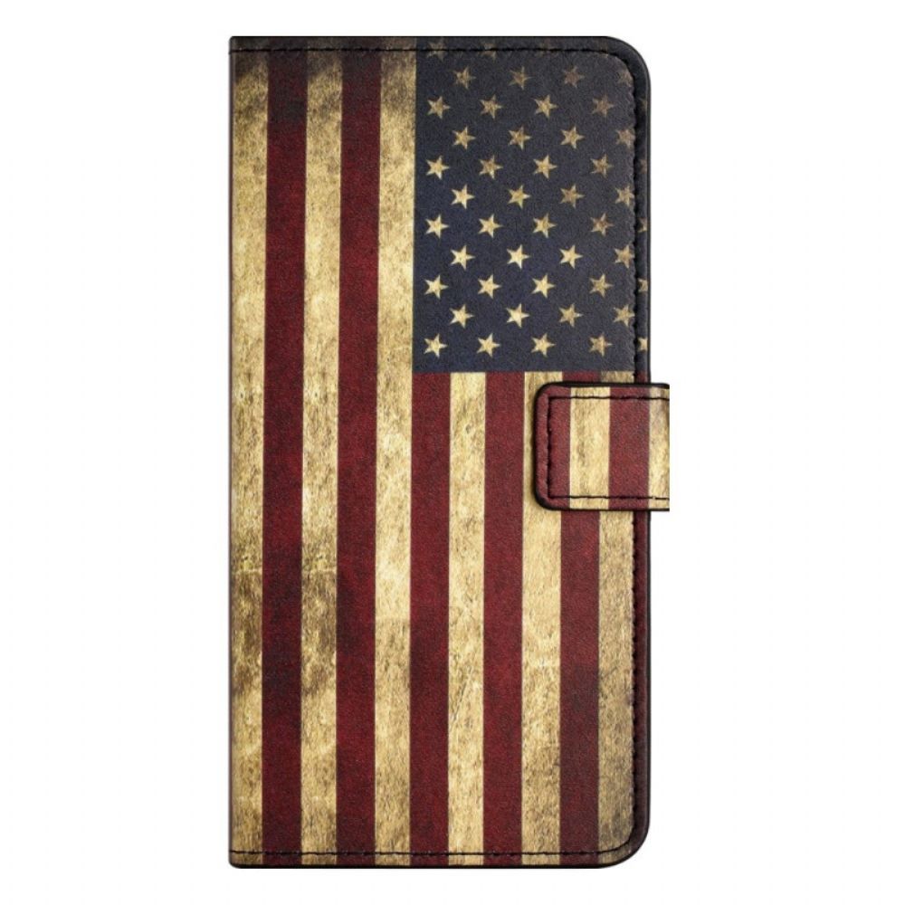 Flip Case Für iPhone 14 Vintage Amerikanische Flagge