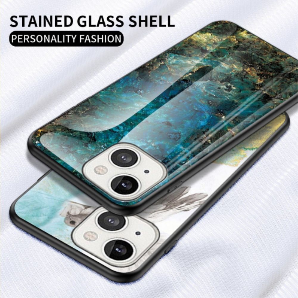 Hülle Für iPhone 14 Hartglas Aus Marmor