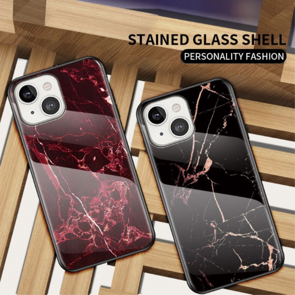 Hülle Für iPhone 14 Hartglas Aus Marmor