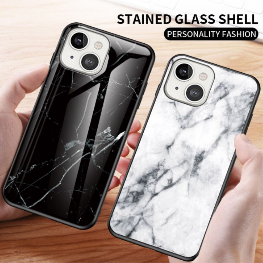 Hülle Für iPhone 14 Hartglas Aus Marmor