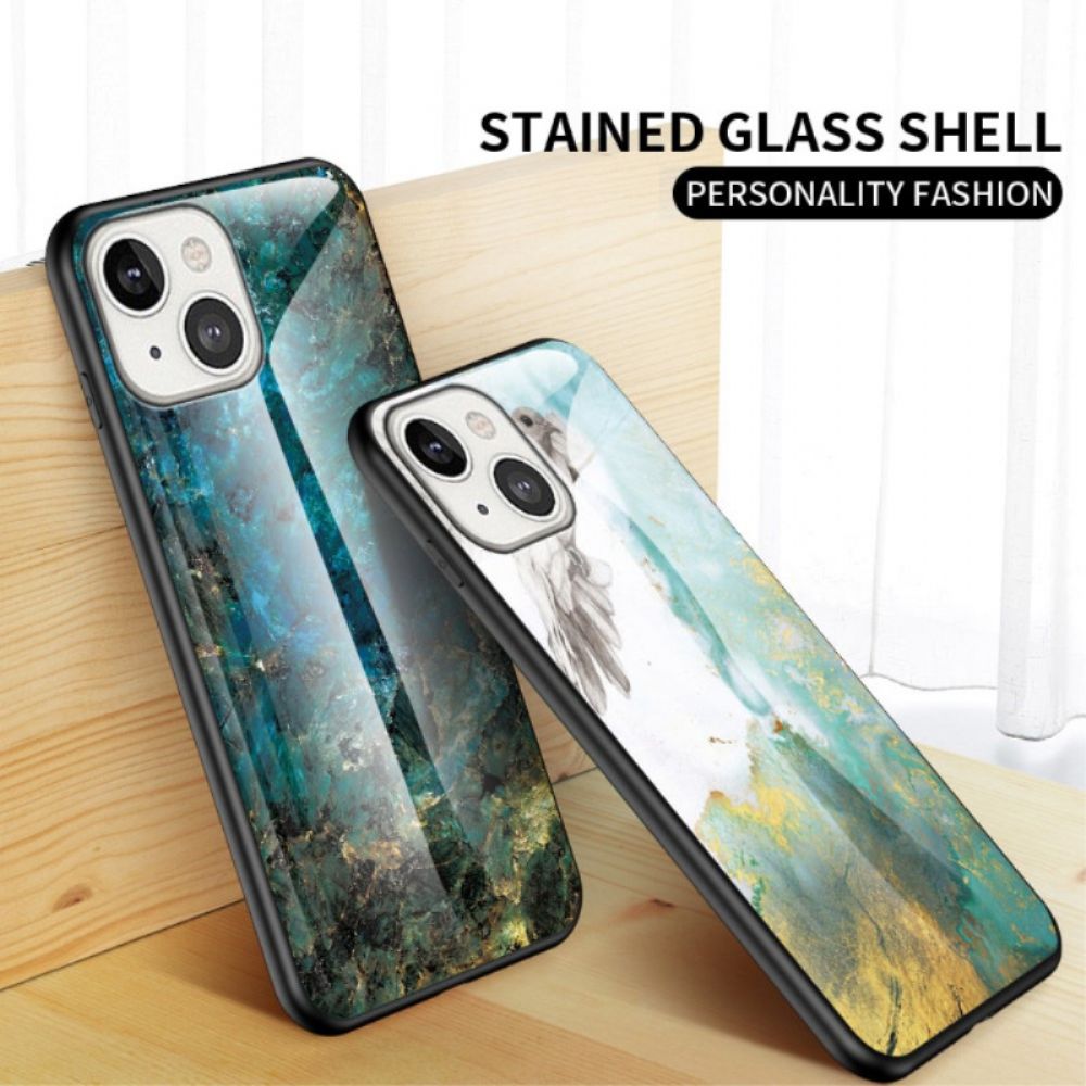 Hülle Für iPhone 14 Hartglas Aus Marmor