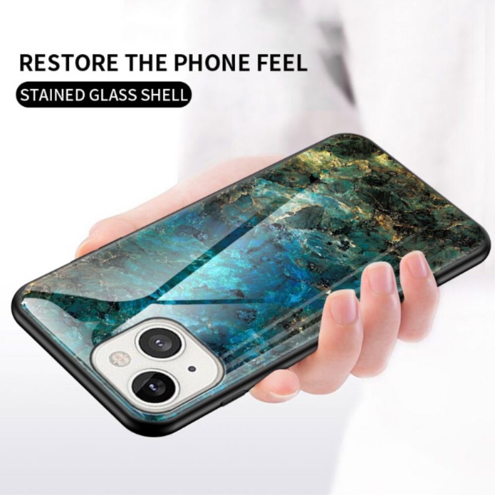 Hülle Für iPhone 14 Hartglas Aus Marmor