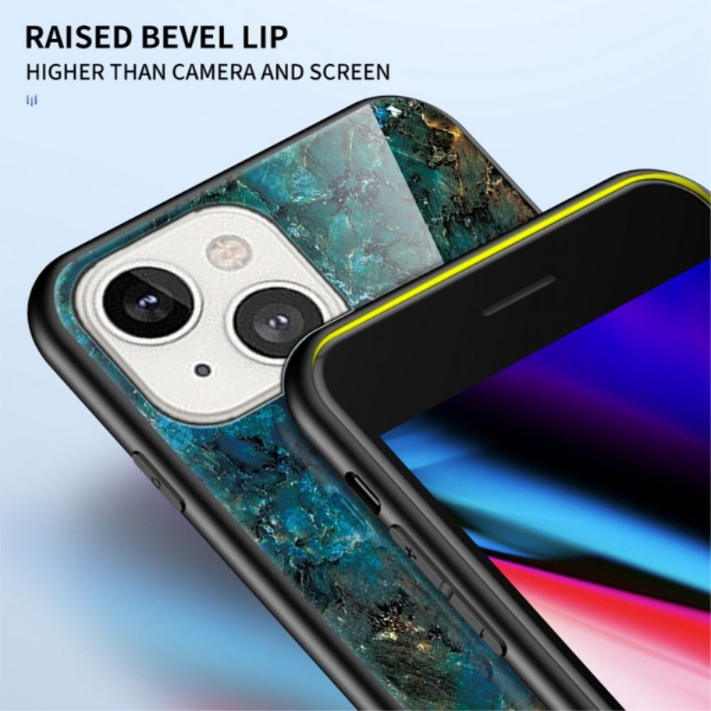 Hülle Für iPhone 14 Hartglas Aus Marmor