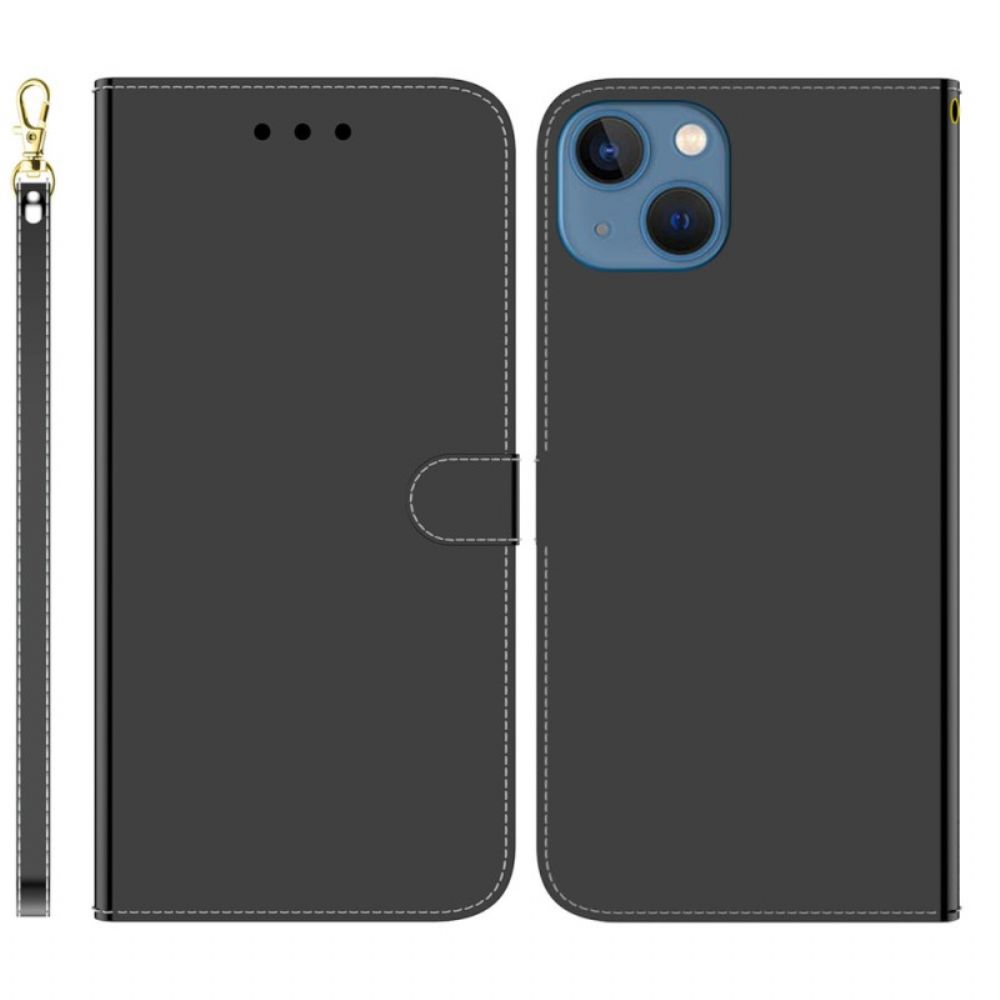Lederhüllen Für iPhone 14 Spiegel Mit Kunstlederbezug