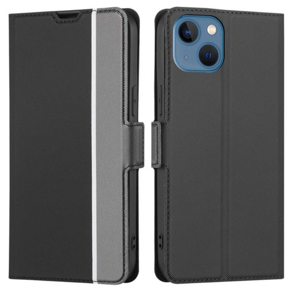 Lederhüllen Für iPhone 14 Zweifarbig