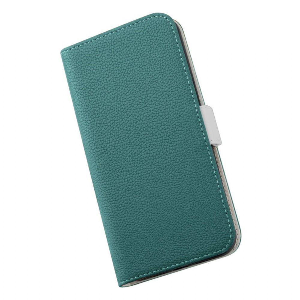 Schutzhülle Für iPhone 14 Flip Case Kunstleder Litschi