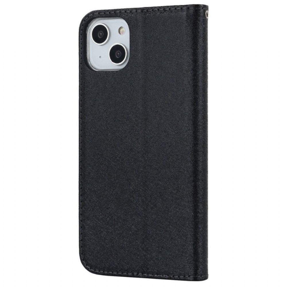 Schutzhülle Für iPhone 14 Mit Kordel Flip Case Seidenband