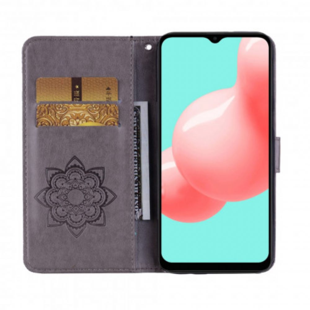 Flip Case Für Samsung Galaxy A32 5G Eulen-mandala Und Lanyard