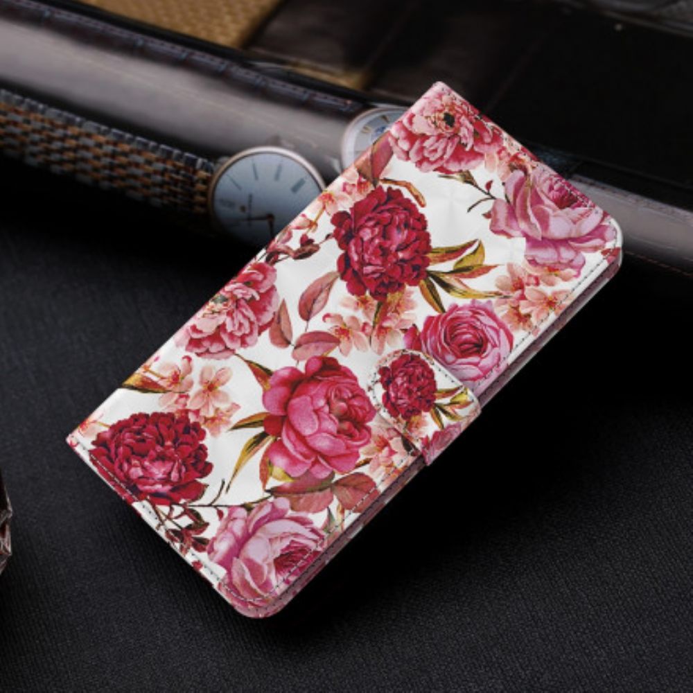 Flip Case Für Samsung Galaxy A32 5G Lichtpunktrosen Mit Lanyard