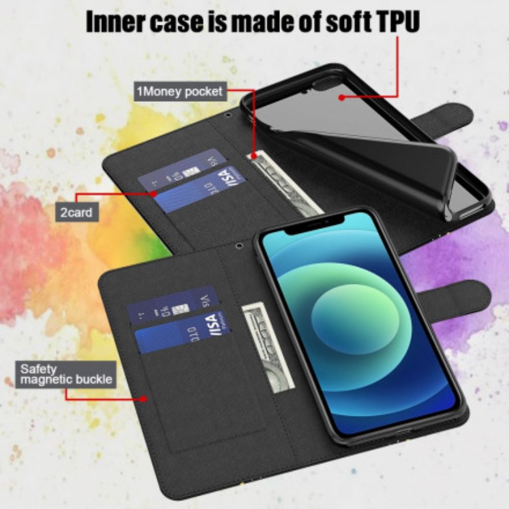 Flip Case Für Samsung Galaxy A32 5G Mandala-lichtpunkte Mit Lanyard