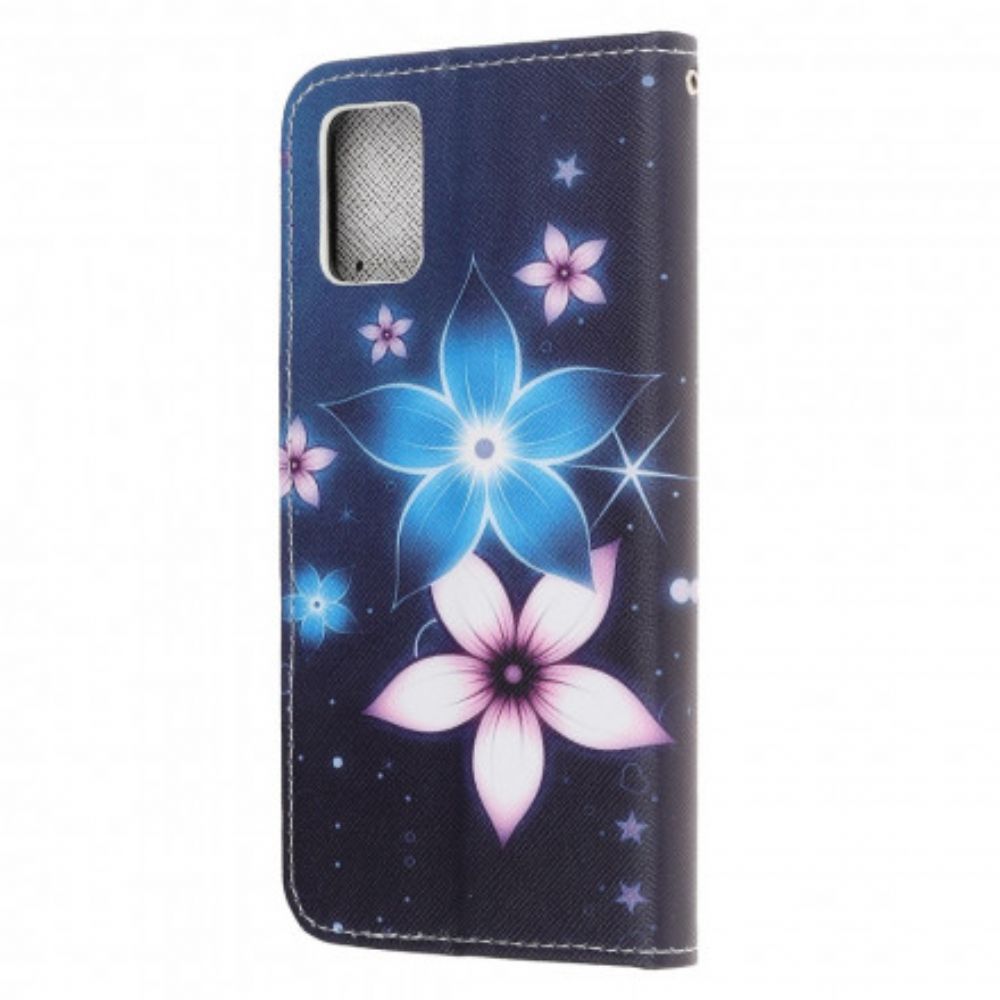 Flip Case Für Samsung Galaxy A32 5G Mit Kordel Mondblumenband
