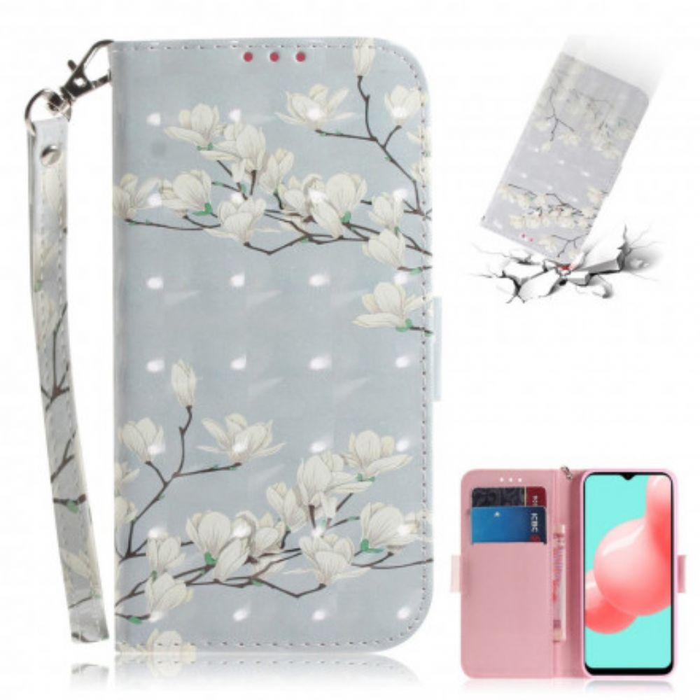 Flip Case Für Samsung Galaxy A32 5G Mit Kordel Tanga Blumenzweig