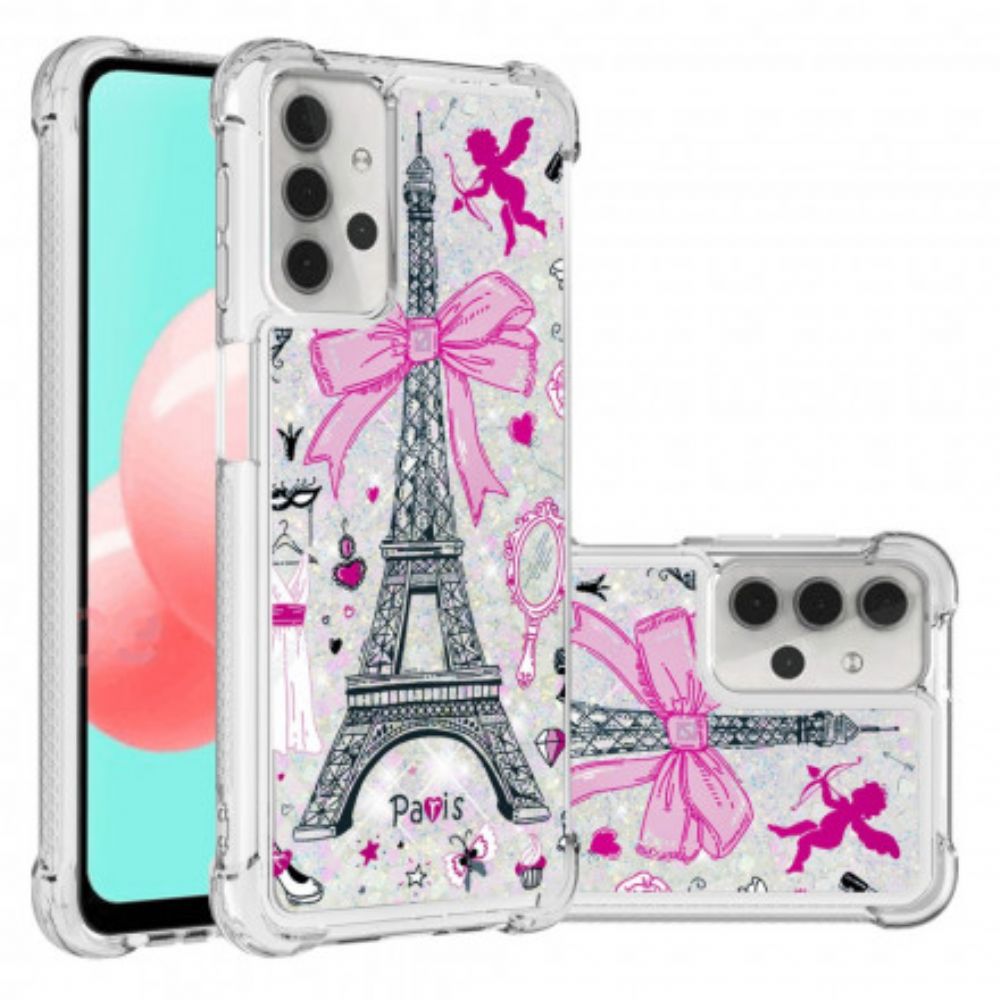 Handyhülle Für Samsung Galaxy A32 5G Eiffelturm Glitzer