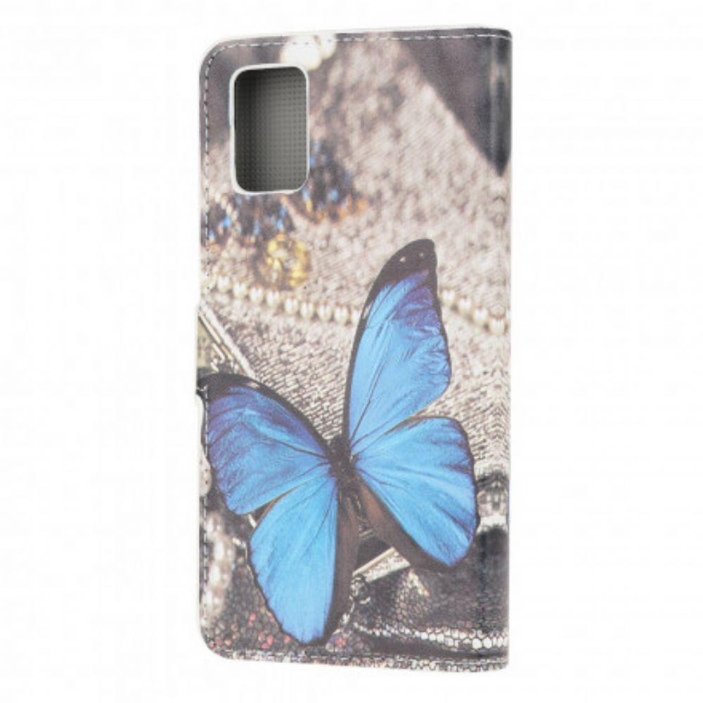 Lederhüllen Für Samsung Galaxy A32 5G Blauer Prestige-schmetterling