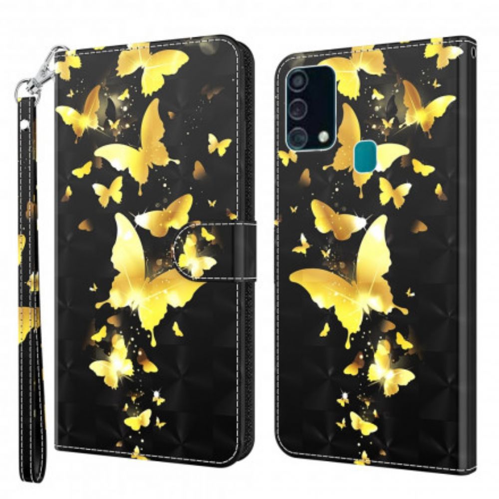 Lederhüllen Für Samsung Galaxy A32 5G Gelbe Schmetterlinge