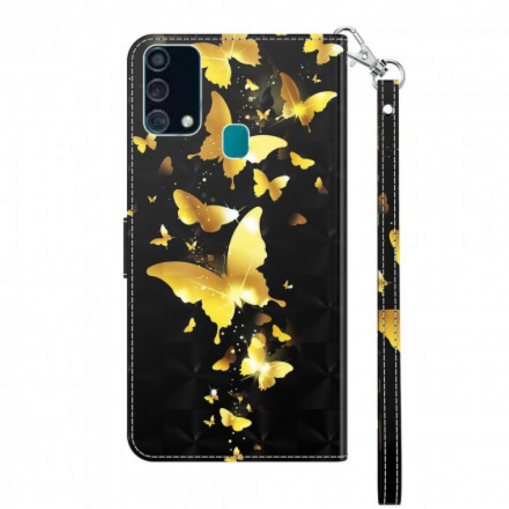 Lederhüllen Für Samsung Galaxy A32 5G Gelbe Schmetterlinge