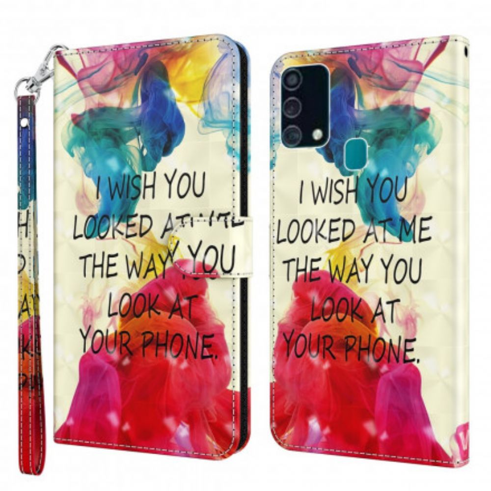 Lederhüllen Für Samsung Galaxy A32 5G Lichtpunkt I Wish Mit Lanyard