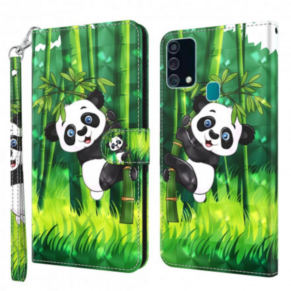 Lederhüllen Für Samsung Galaxy A32 5G Lichtpunkt Panda Und Bambus