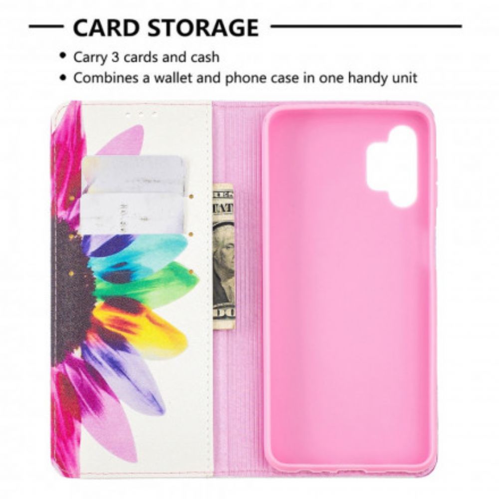 Schutzhülle Für Samsung Galaxy A32 5G Flip Case Aquarell Blume