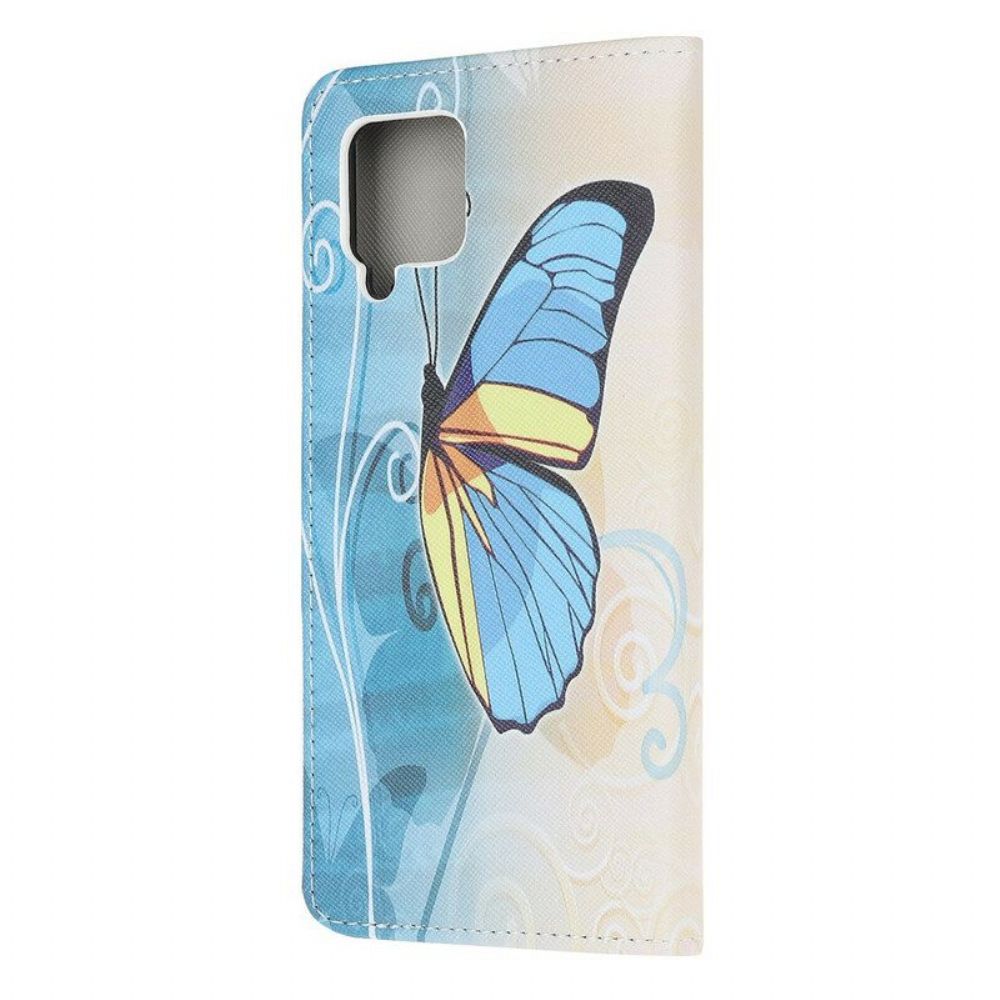 Flip Case Für Samsung Galaxy M12 / A12 Schmetterlinge