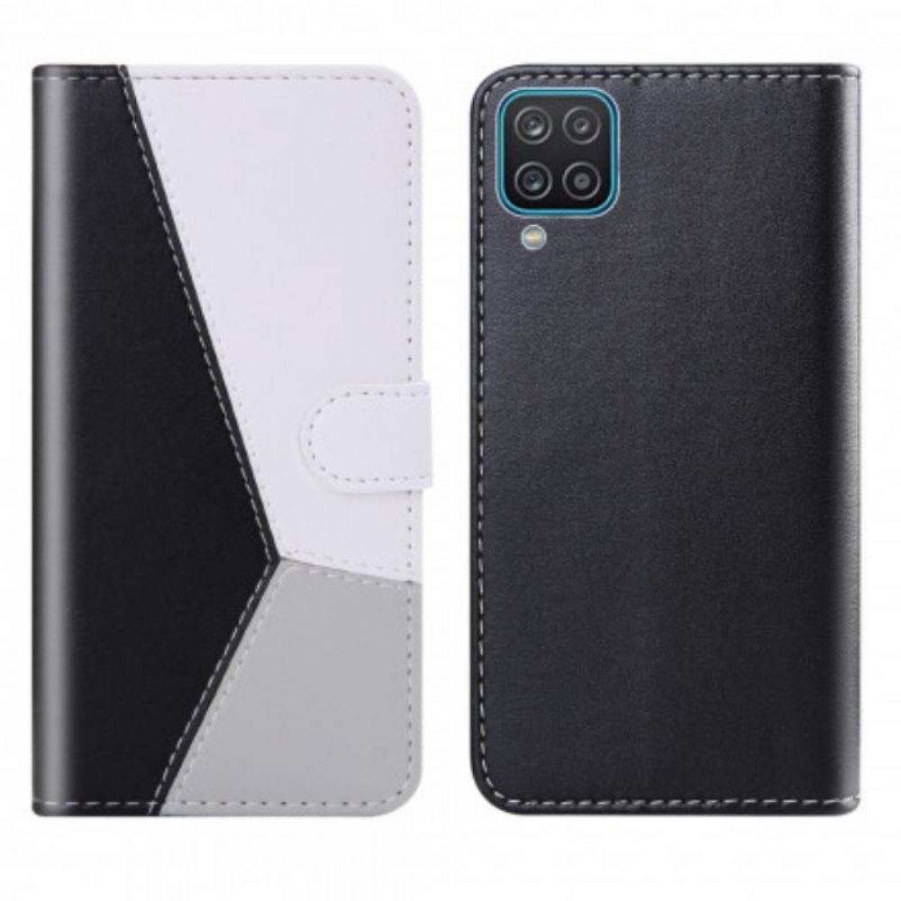 Lederhüllen Für Samsung Galaxy M12 / A12 Dreifarbiger Ledereffekt