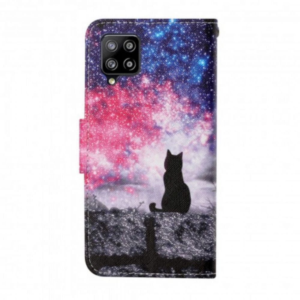Lederhüllen Für Samsung Galaxy M12 / A12 Katzengeschichten Mit Schlüsselband