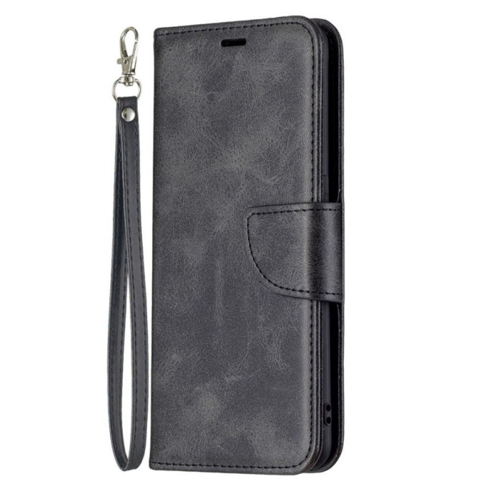 Lederhüllen Für Oppo Find X3 Lite Flip Case Glatte Schräge Klappe
