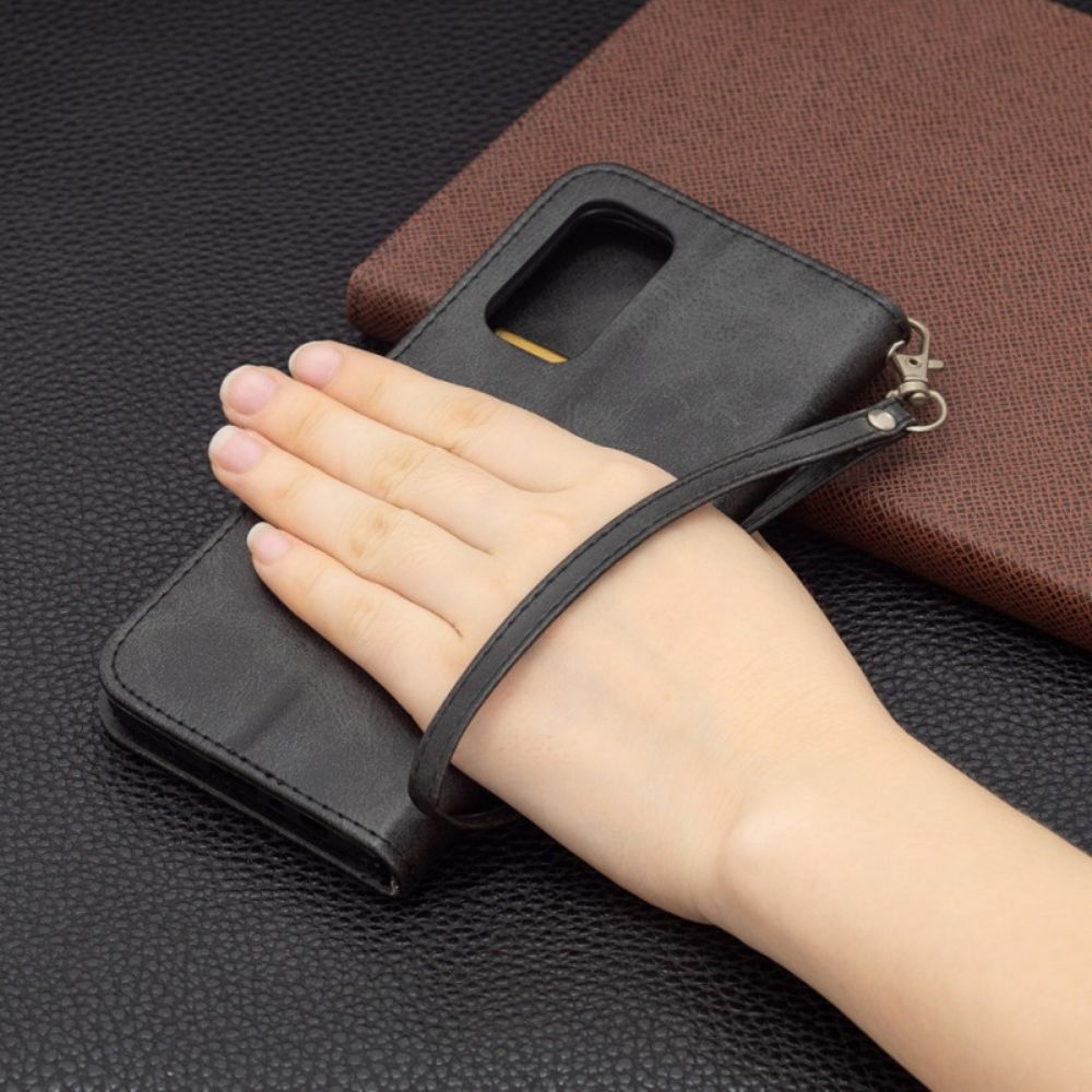 Lederhüllen Für Oppo Find X3 Lite Flip Case Glatte Schräge Klappe