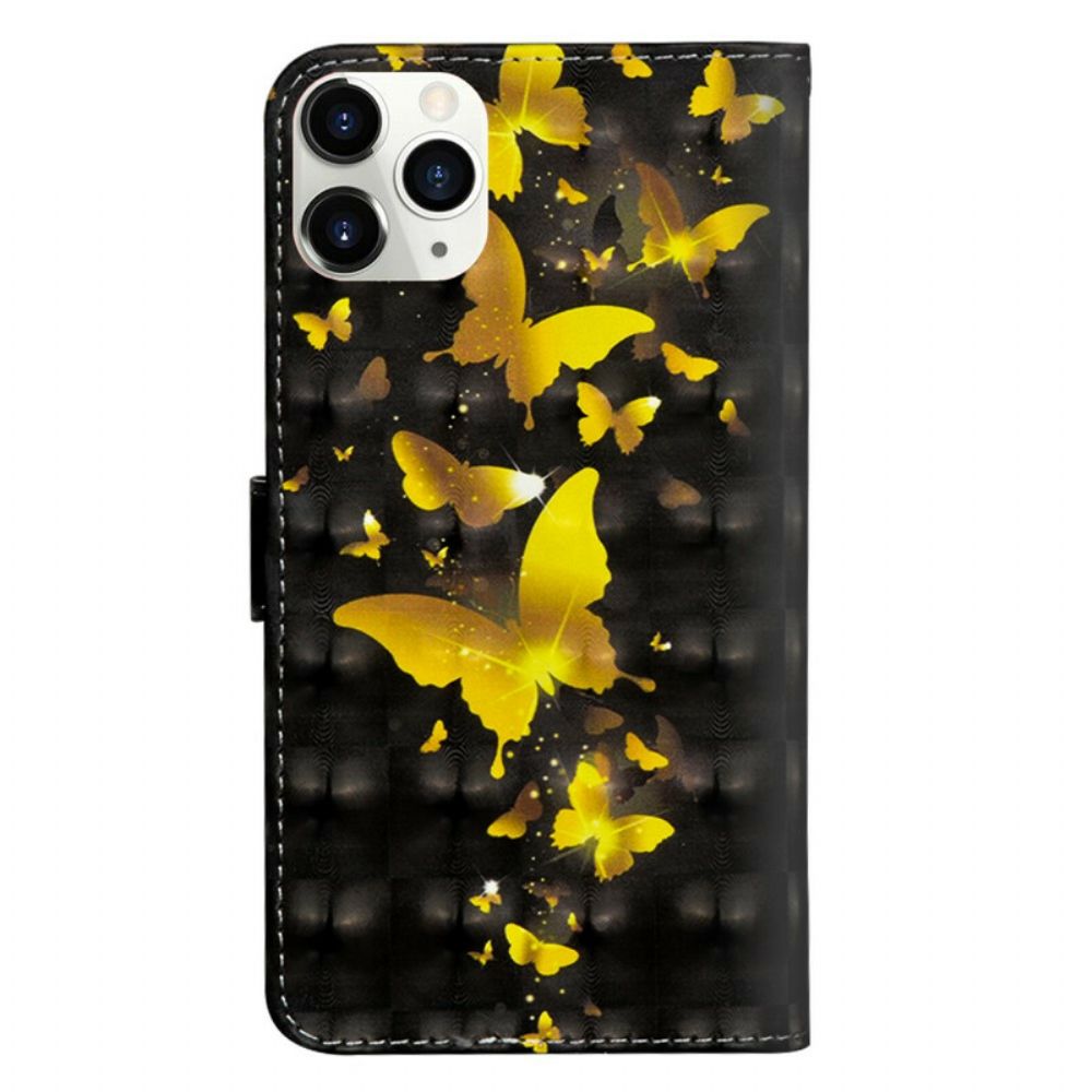 Flip Case Für iPhone 12 / 12 Pro Lichtfleck Gelbe Schmetterlinge