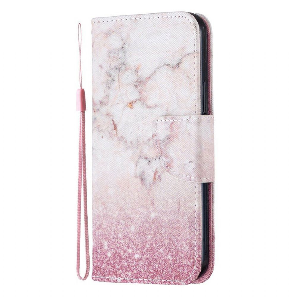 Flip Case Für iPhone 12 / 12 Pro Mit Kordel Marmorband