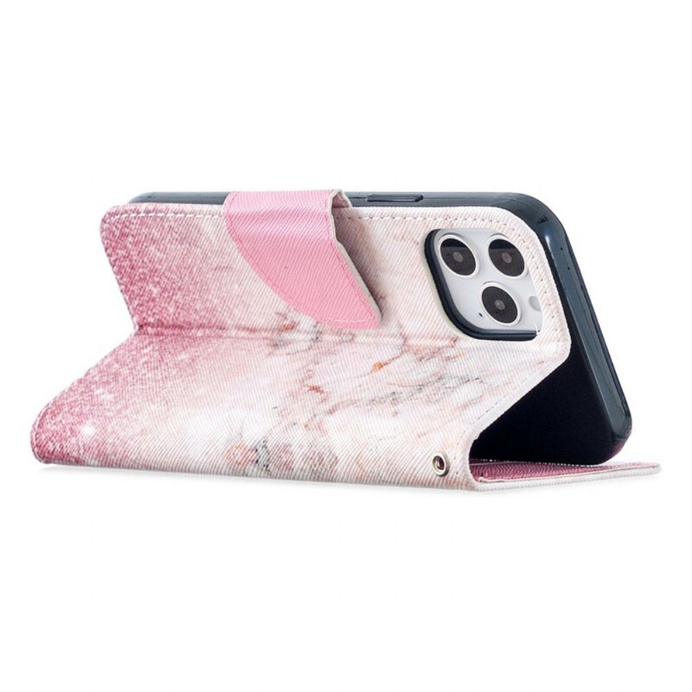 Flip Case Für iPhone 12 / 12 Pro Mit Kordel Marmorband