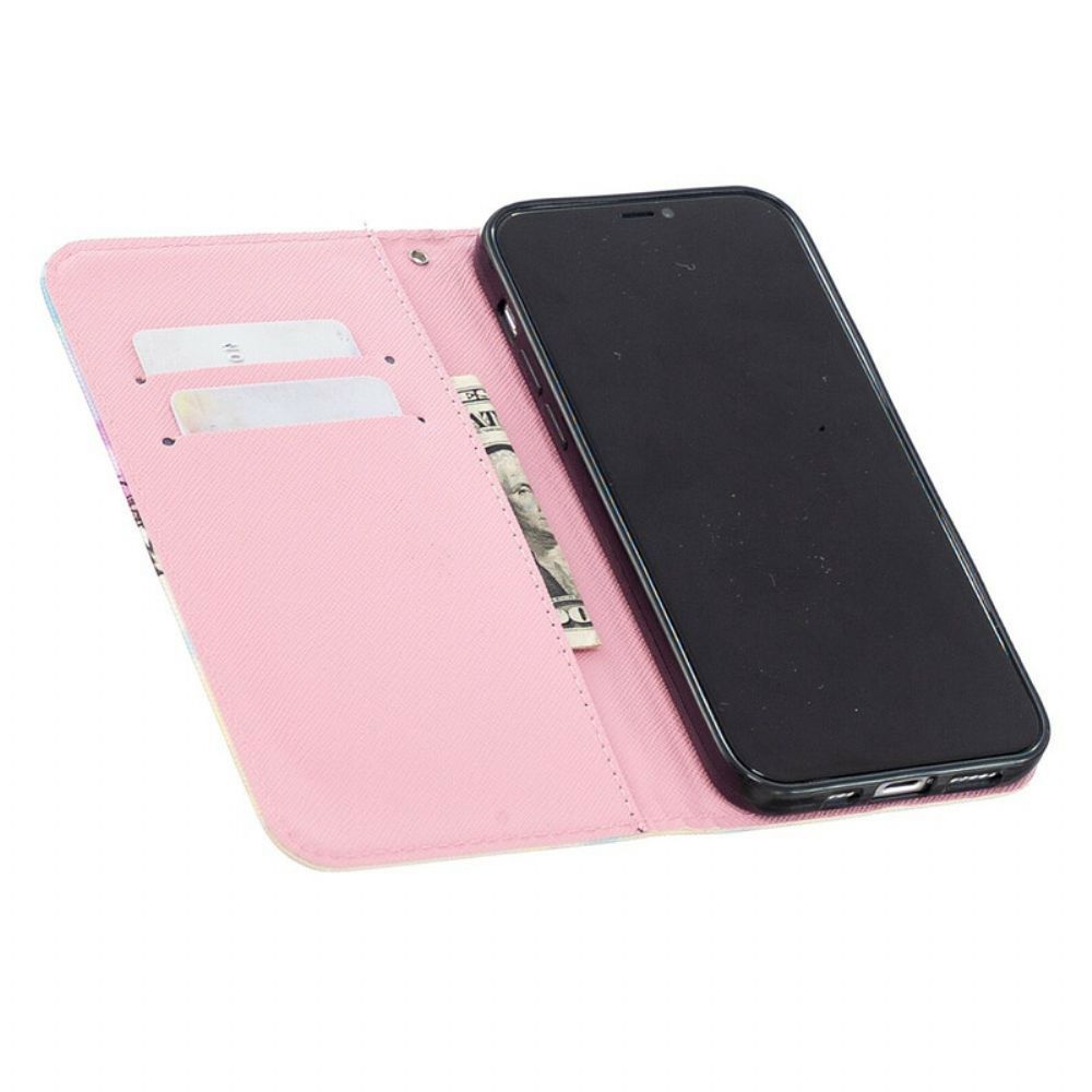 Flip Case Für iPhone 12 / 12 Pro Mit Kordel Marmorband