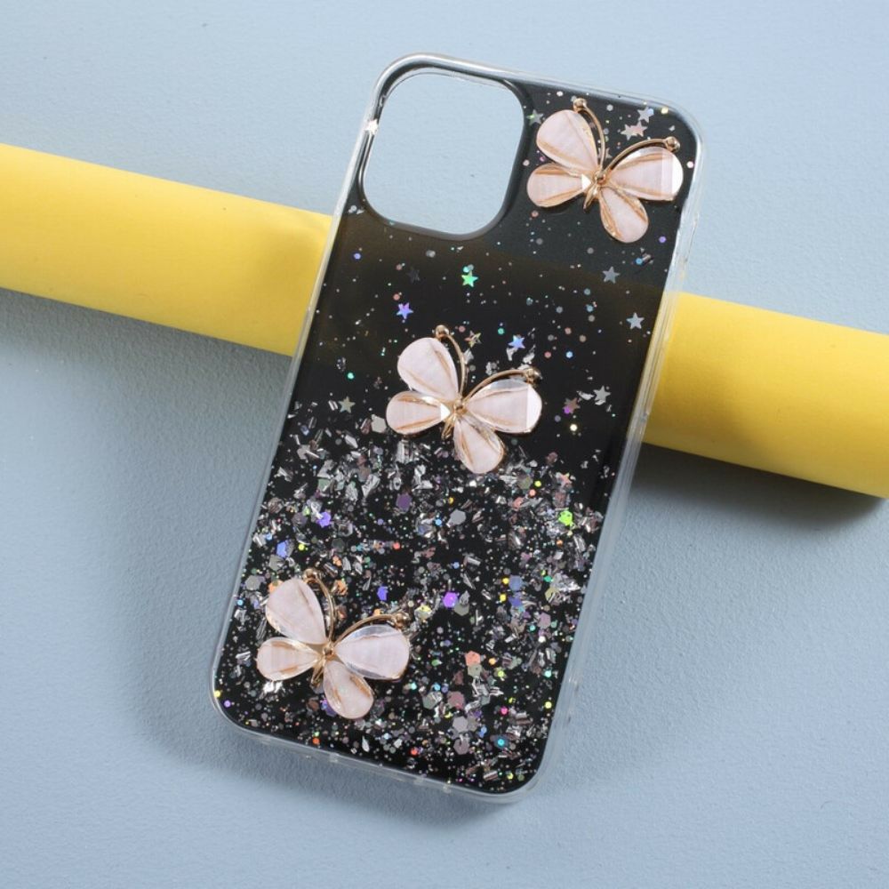 Handyhülle Für iPhone 12 / 12 Pro 3d Schmetterlinge Pailletten