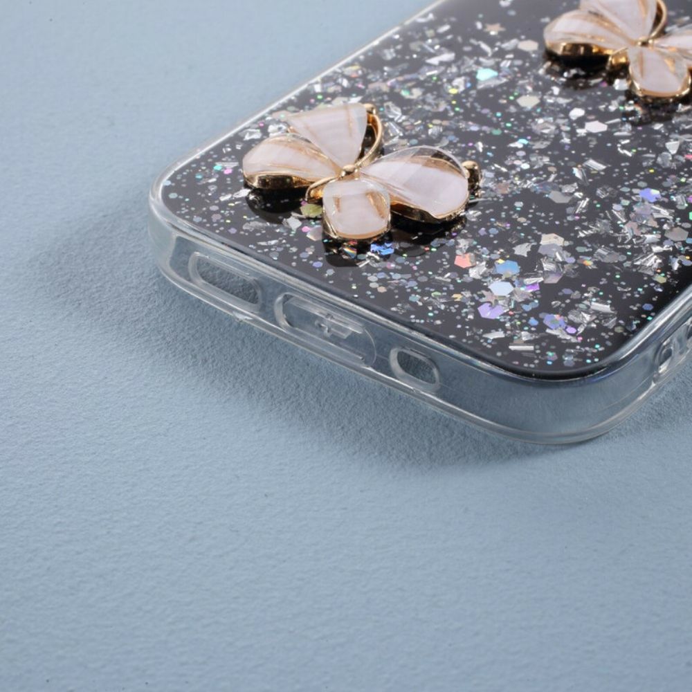 Handyhülle Für iPhone 12 / 12 Pro 3d Schmetterlinge Pailletten