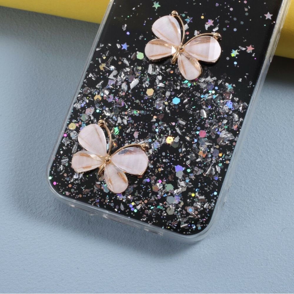 Handyhülle Für iPhone 12 / 12 Pro 3d Schmetterlinge Pailletten