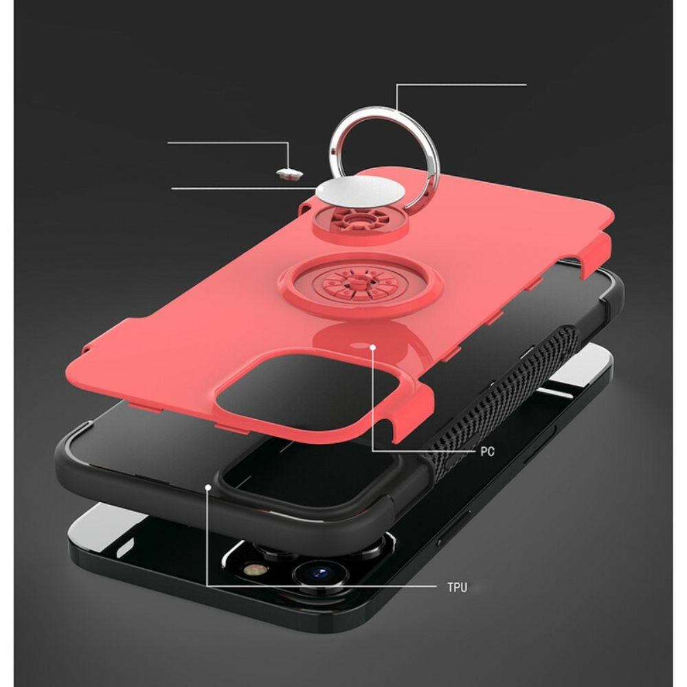 Handyhülle Für iPhone 12 / 12 Pro Kohlefaser-metallring