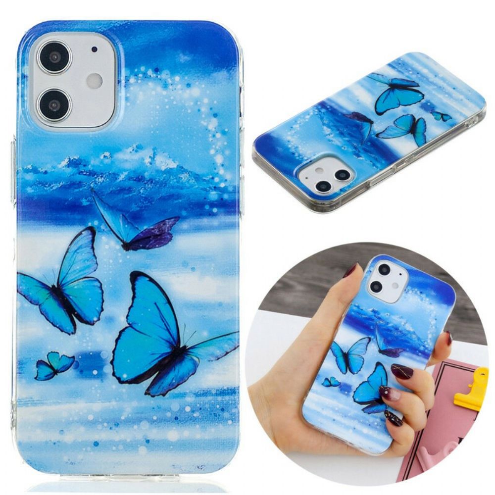 Hülle Für iPhone 12 / 12 Pro Serie Fluoreszierende Schmetterlinge