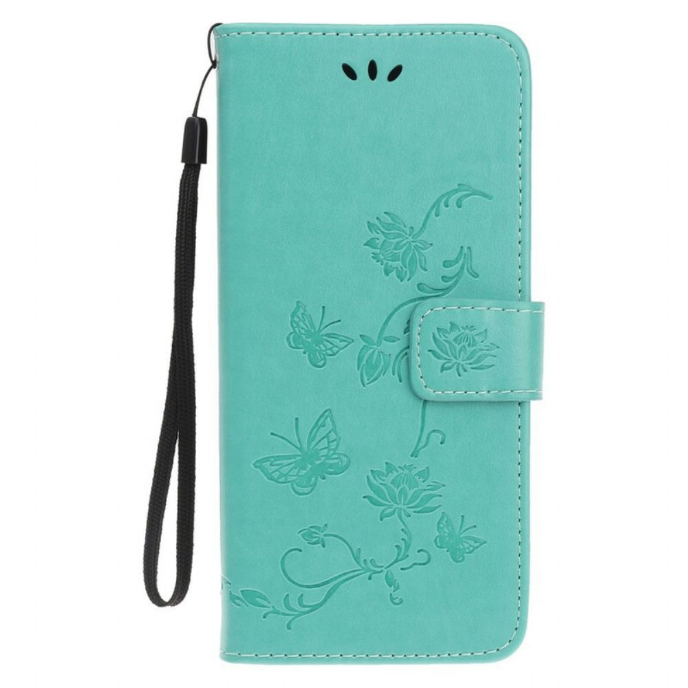 Lederhüllen Für iPhone 12 / 12 Pro Mit Kordel Blumen-riemchen