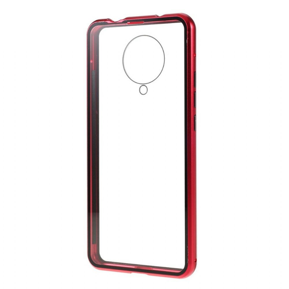 Hülle Für Poco F2 Pro Vorder- Und Rückseite Aus Gehärtetem Glas Und Metall