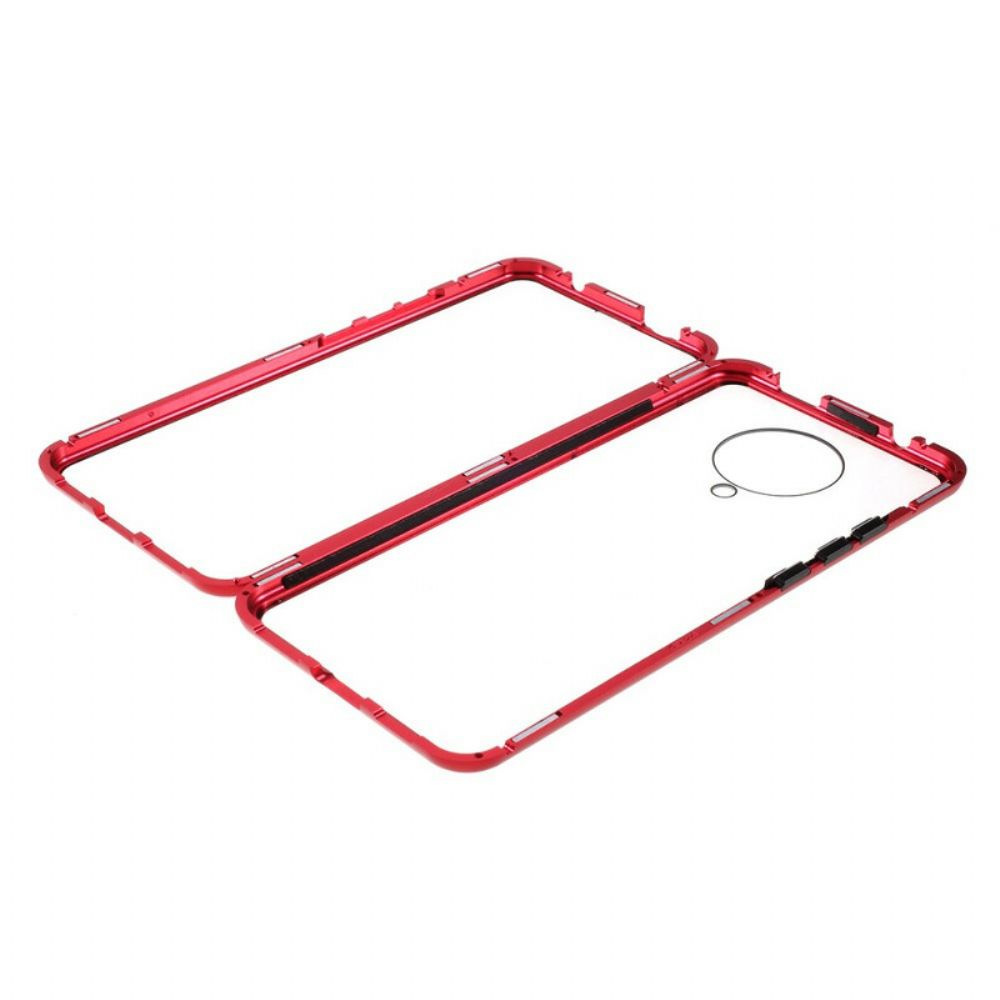 Hülle Für Poco F2 Pro Vorder- Und Rückseite Aus Gehärtetem Glas Und Metall