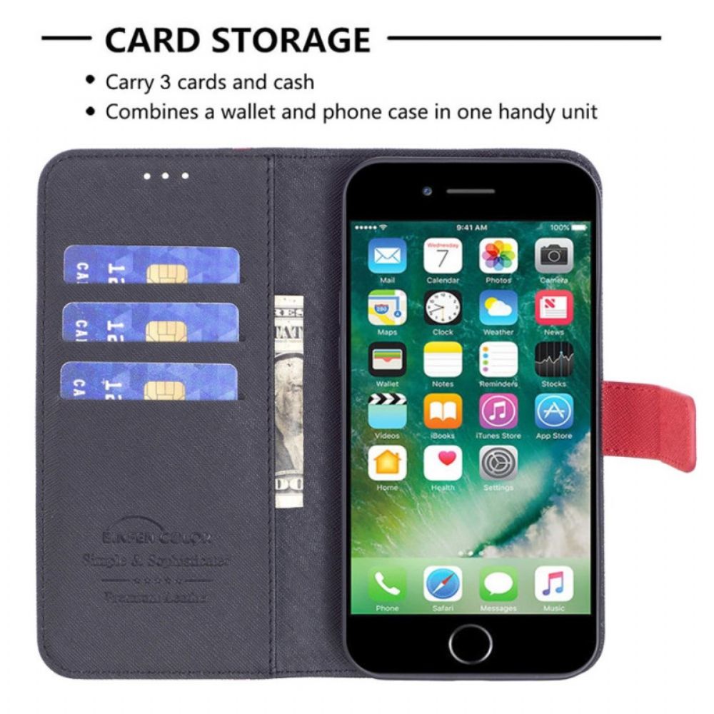 Flip Case Für iPhone SE 3 / SE 2 / 8 / 7 Zweifarbig Binfen Farbe