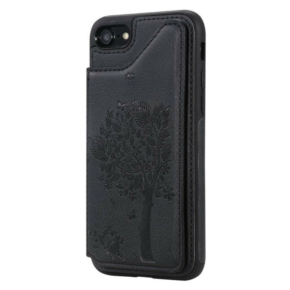 Handyhülle Für iPhone SE 3 / SE 2 / 8 / 7 Cat Printing Support Kartenhalter